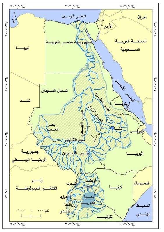 خريطة حوض نهر النيل